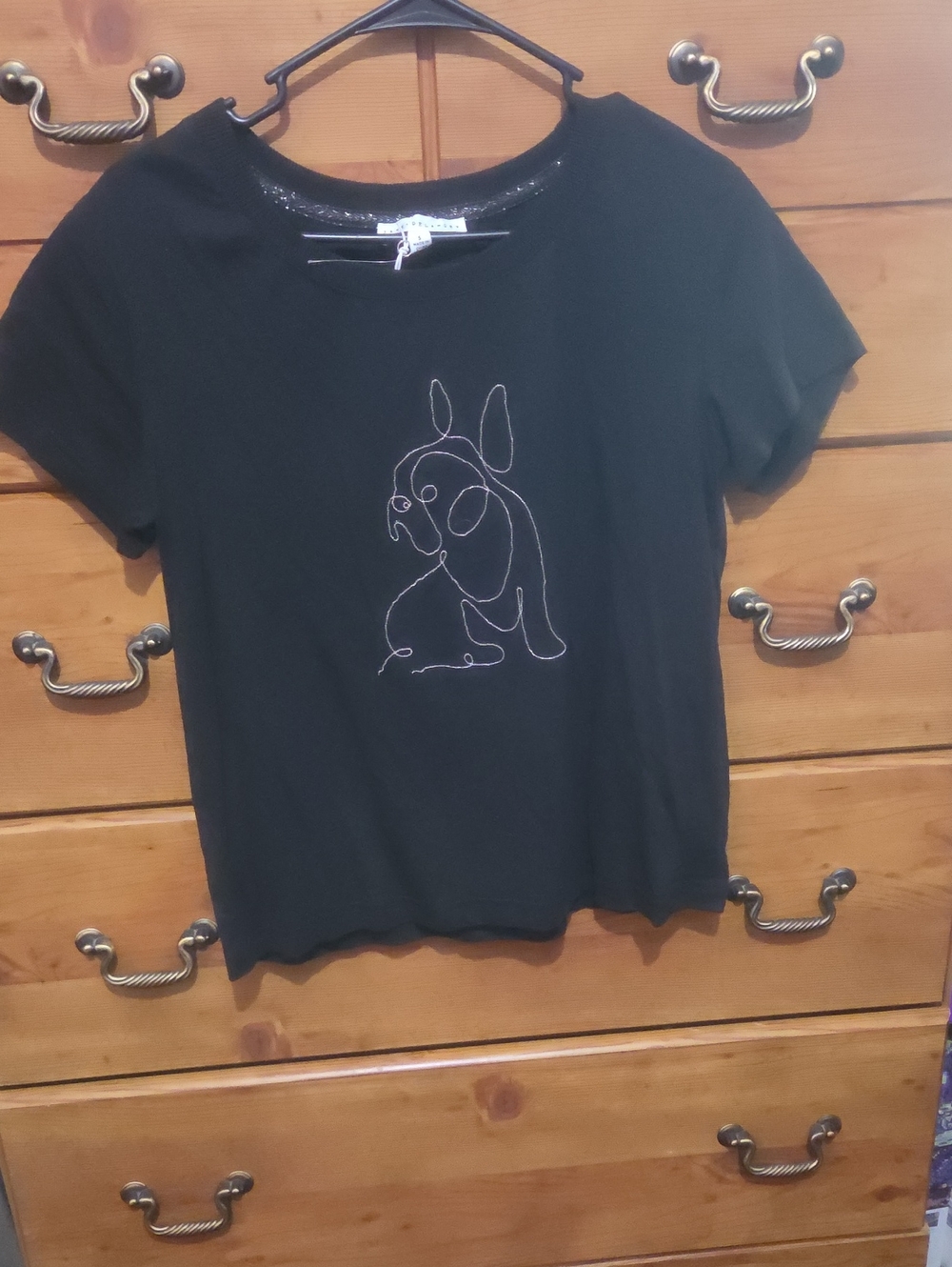 Jane and Delancey Black Short-Sleeve Tee with Dog Line Art